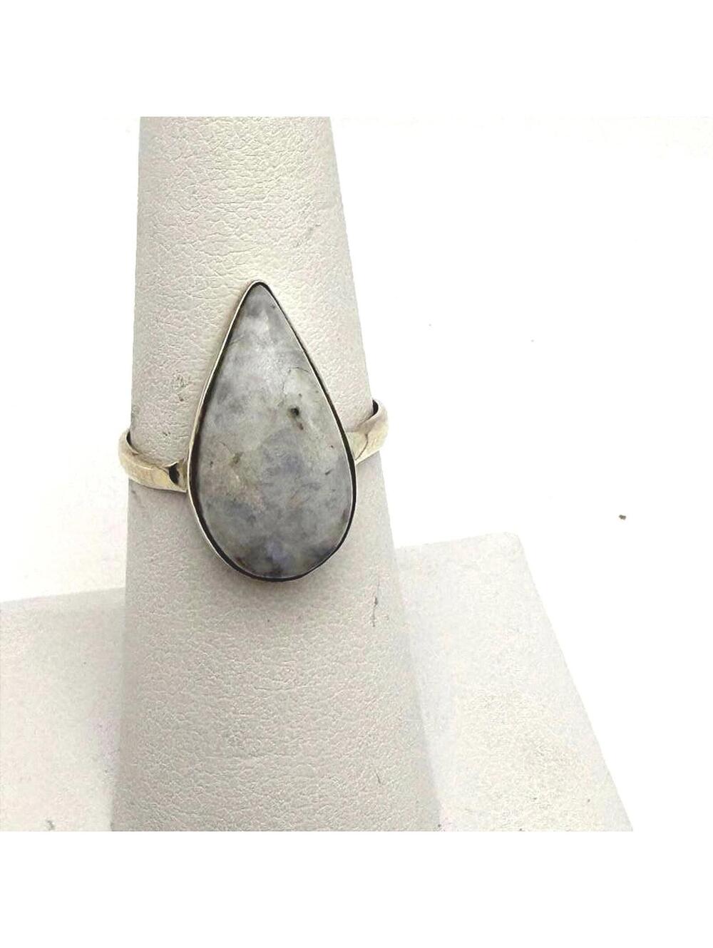 Vintage Teardrop Moonstone Sterling Silver Ring size 6.75